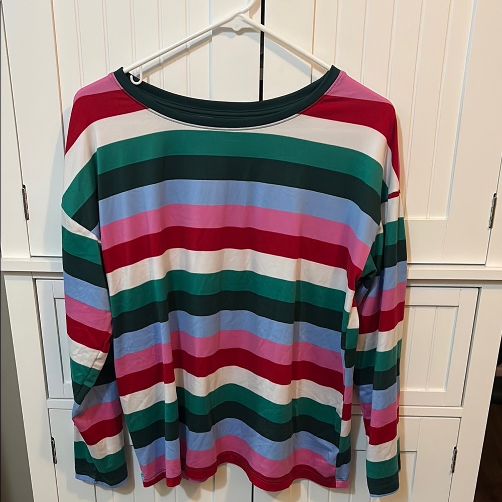 Preppy Y2K Colorblock Joyspun Size Small Colorful Striped Long Sleeve Top